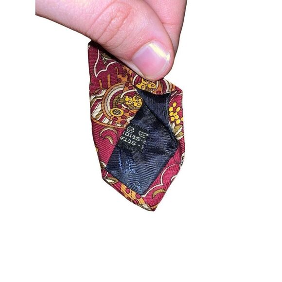 Salvatore Ferragamo Red Fall Harvest Print Handmade Neck Tie - Picture 6 of 6